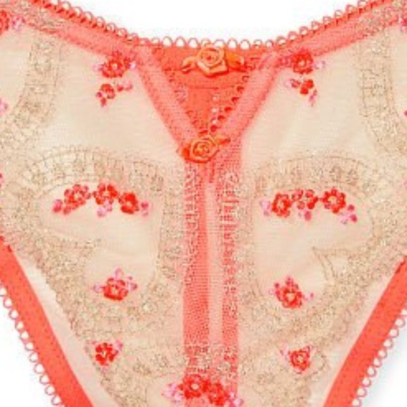 Hearts VS M DREAM ANGELS Heart Embroidery Brazillian Crotchless Panty NWT - Picture 12 of 15